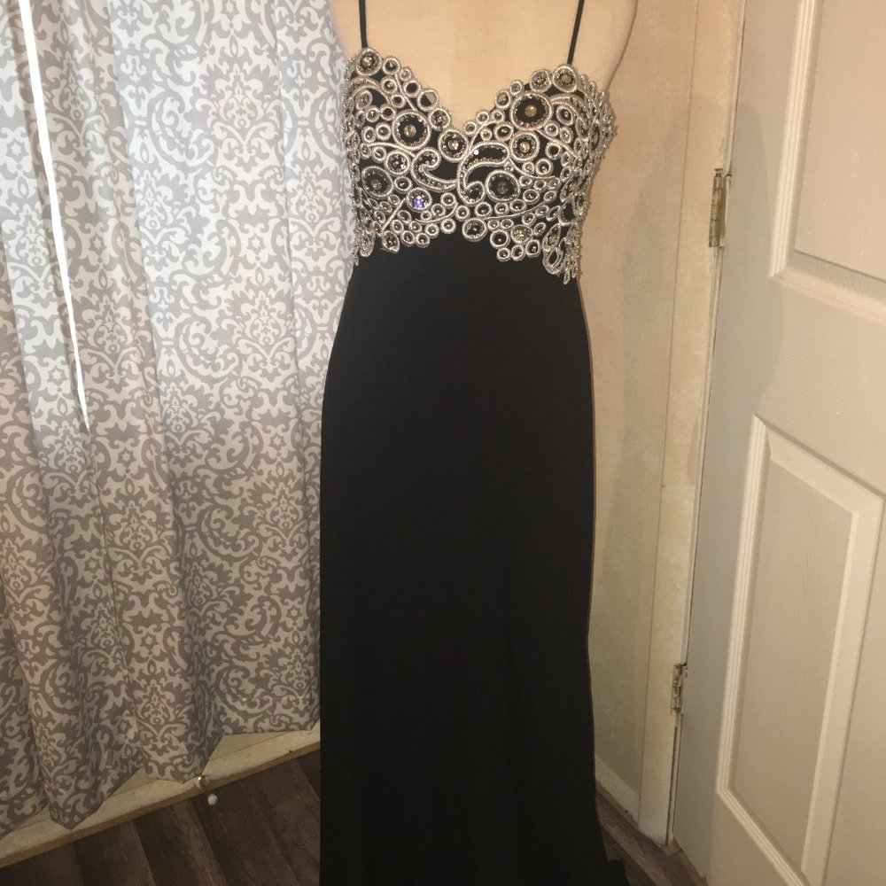 Beautiful black and silver prom dress